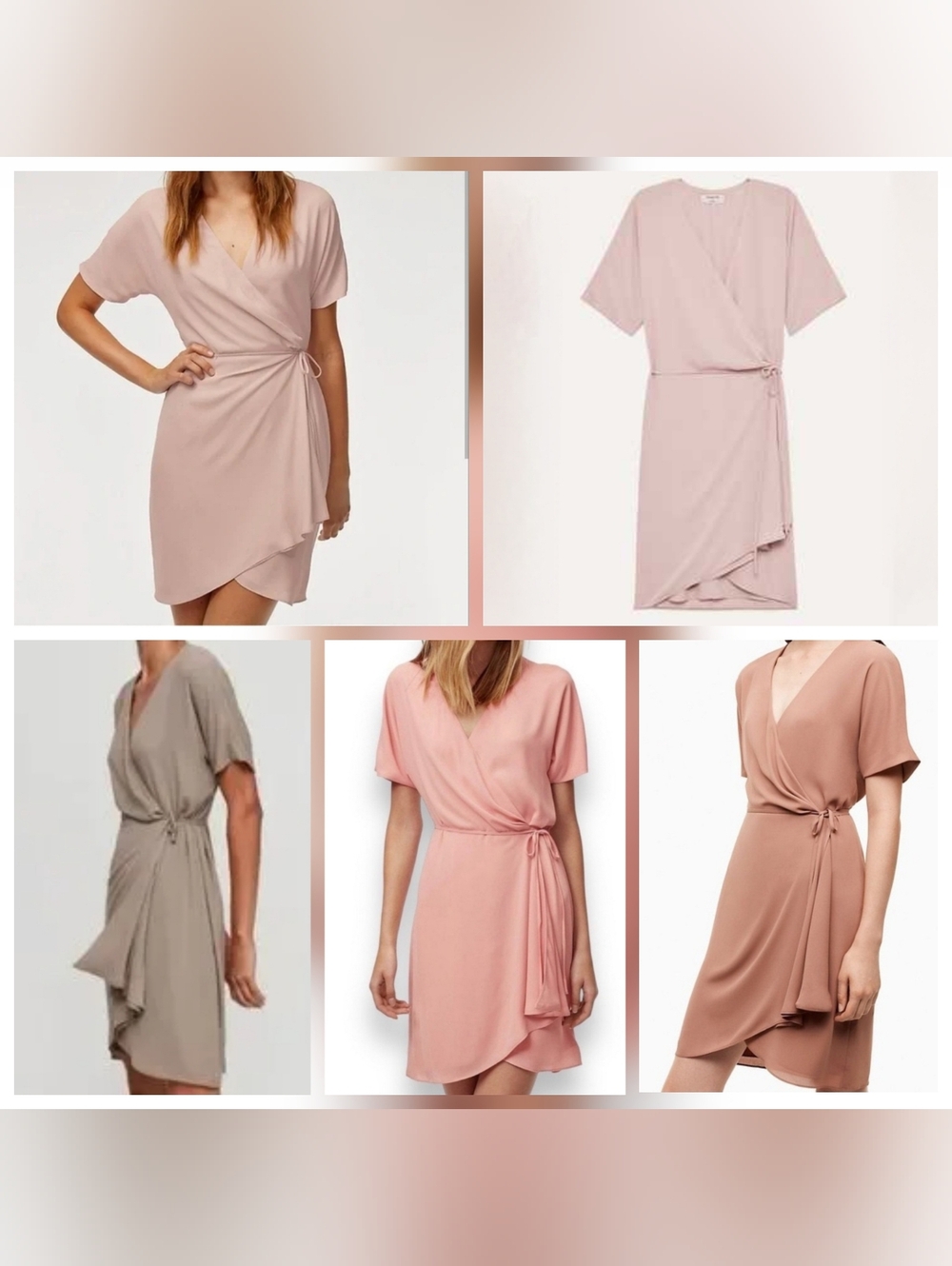 Aritzia Babaton Wallace Short Sleeve Chiffon Wrap Dress - Dusty Rose - Picture 13 of 16
